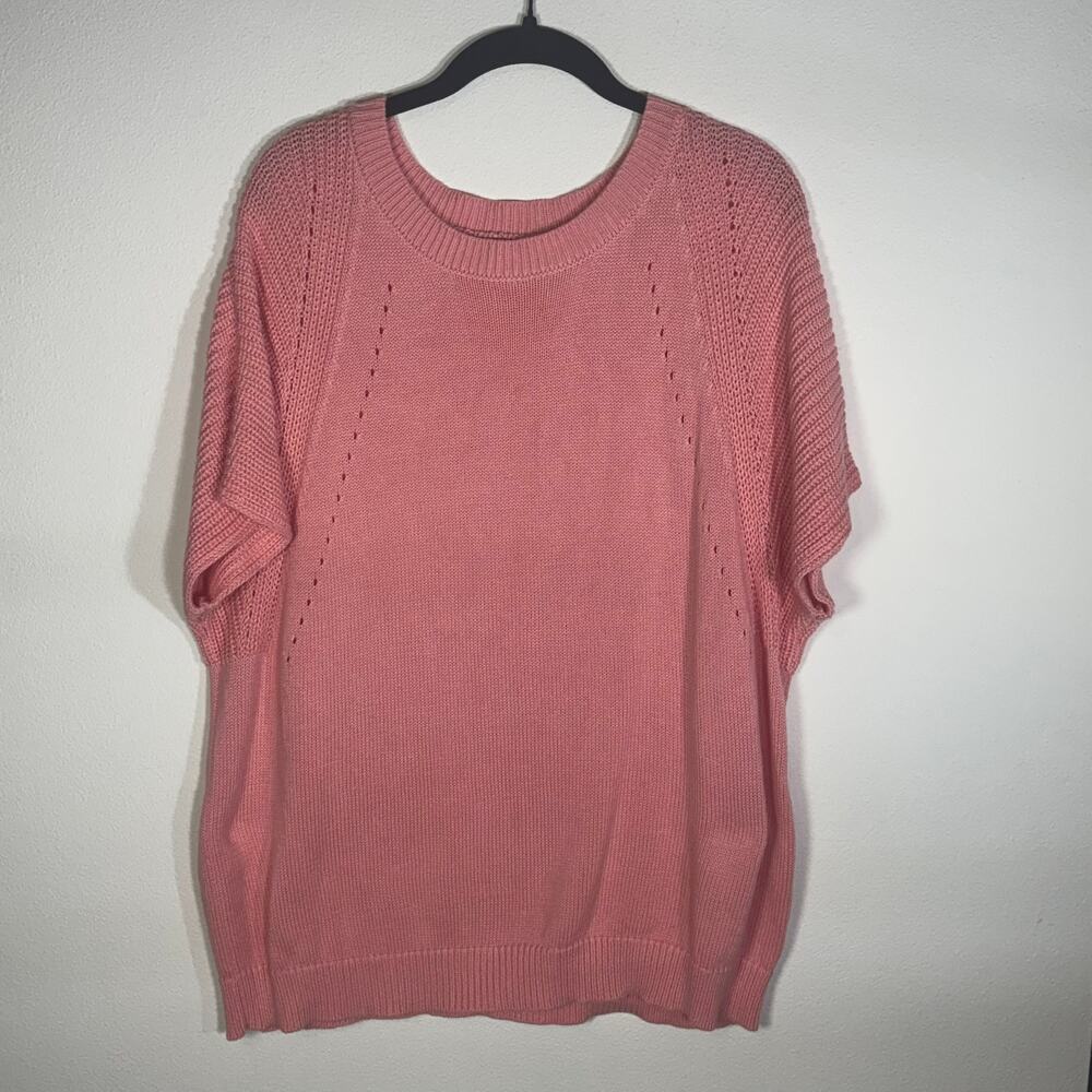 Dokotoo XL Pink Knit Sweater Top Short Sleeve Oversized Cotton Blend Casual